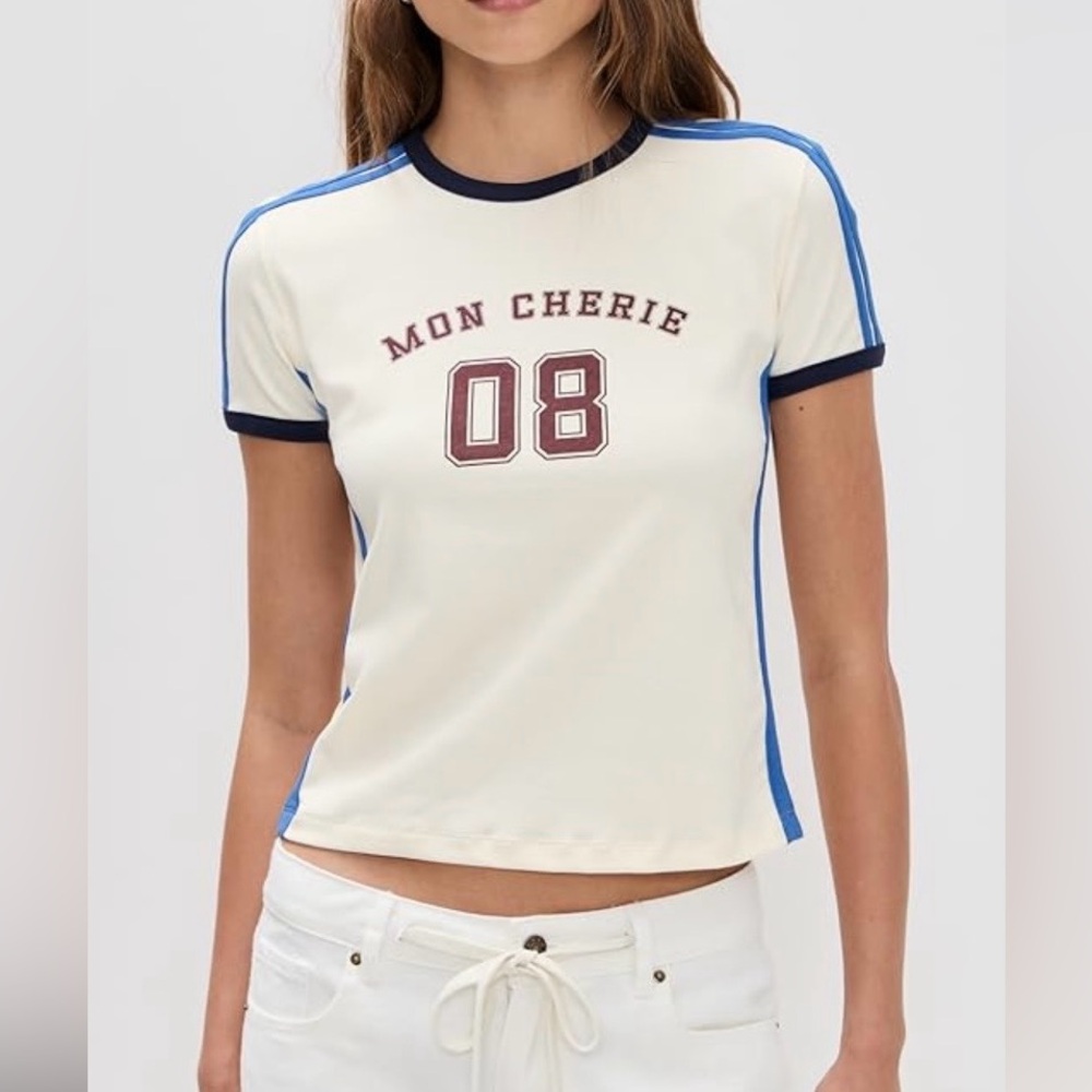 Lioness Mon Cherie 08 Cream Ringer Tee with Blue Trim